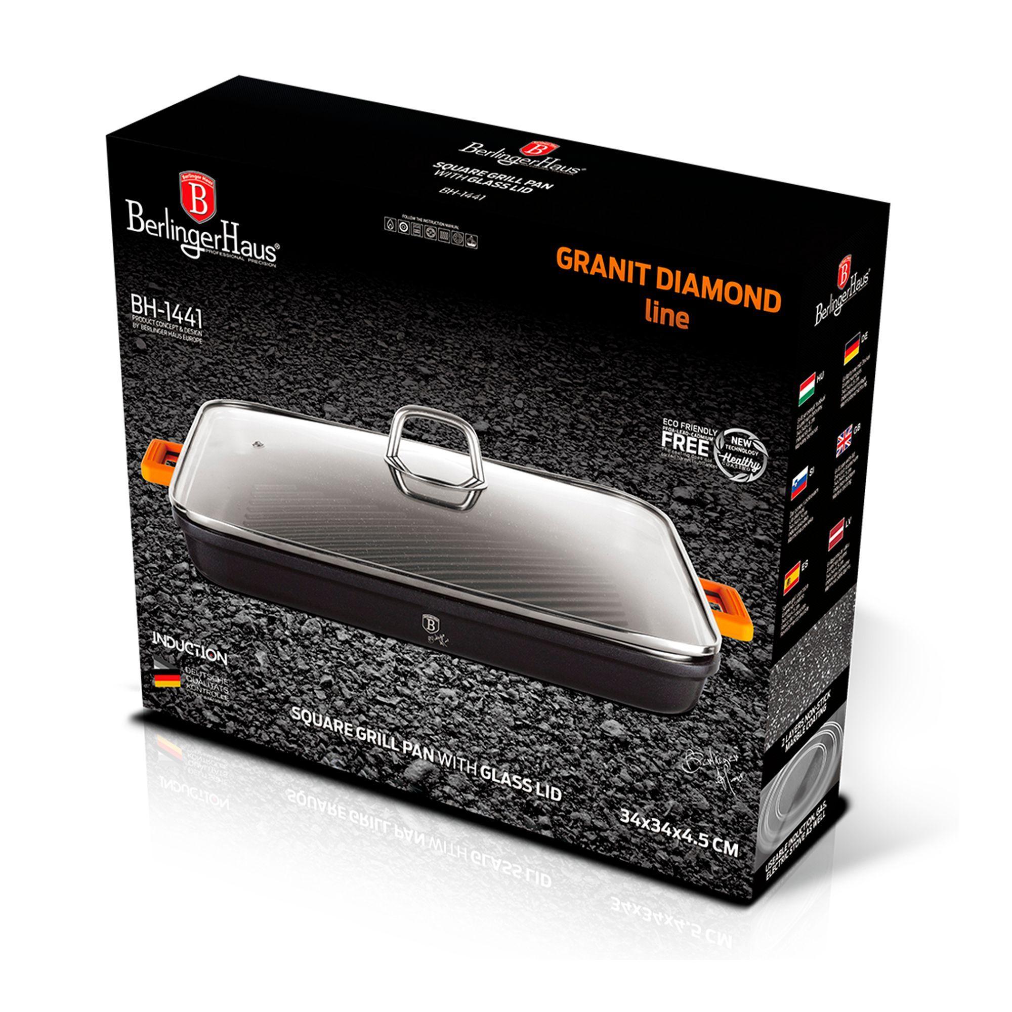 Sartén grill cuadrada con tapa 34 cm Diamond Line-2