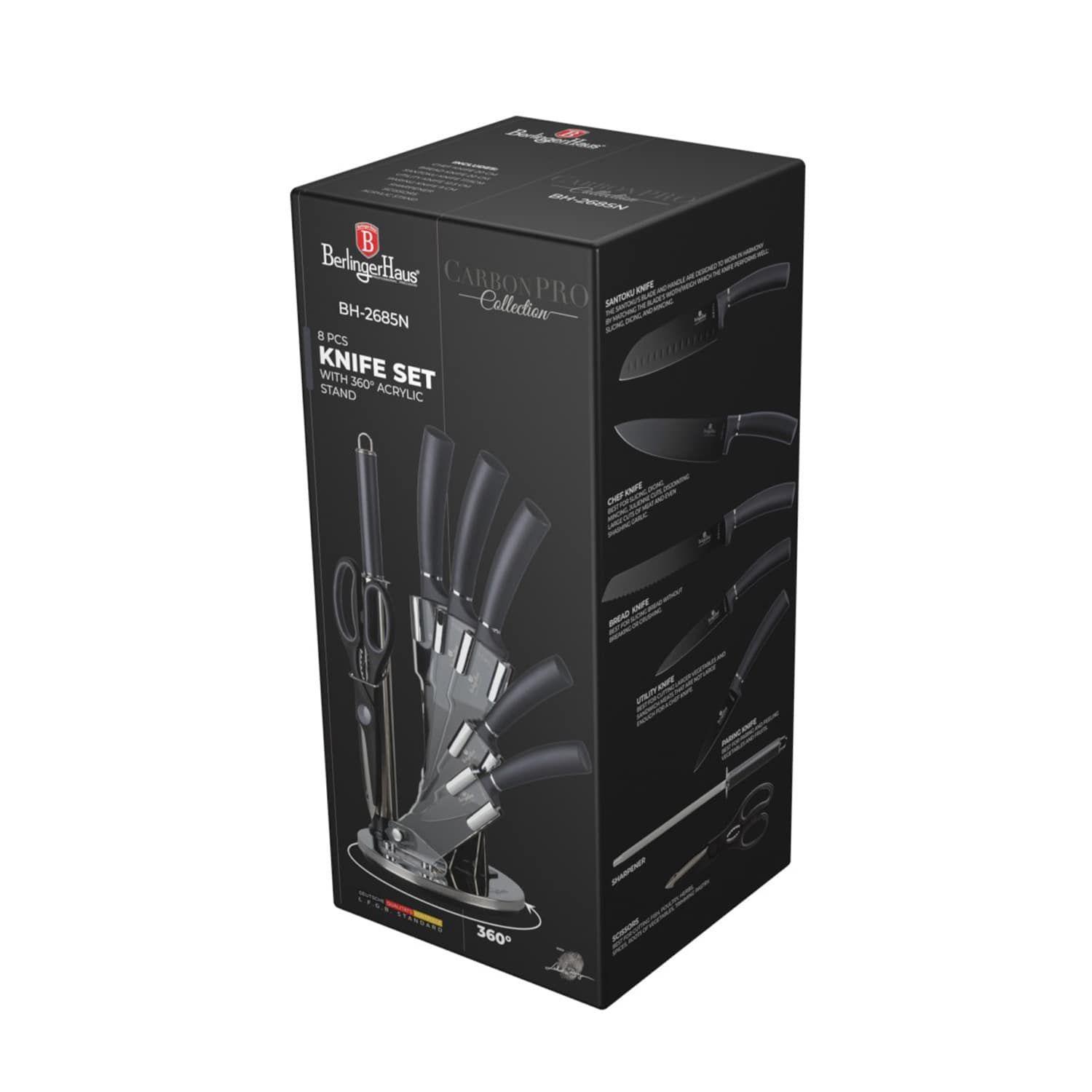 SET DE CUCHILLOS 8 PZS CON ATRIL METALLIC LINE CARBON PRO ACERO INOXIDABLE-2