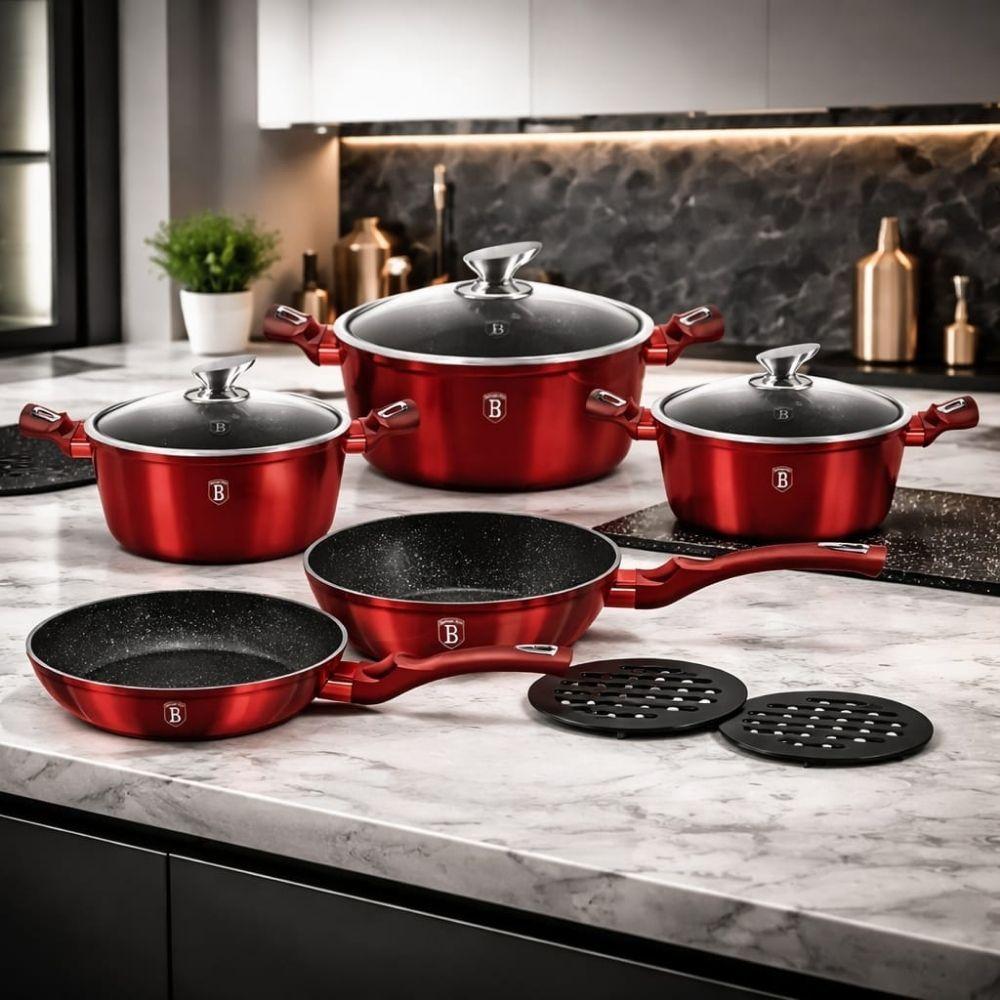 BATERIA DE COCINA 10 PZS BURGUBDY METALLIC LINE ANTIADHERENTE-2