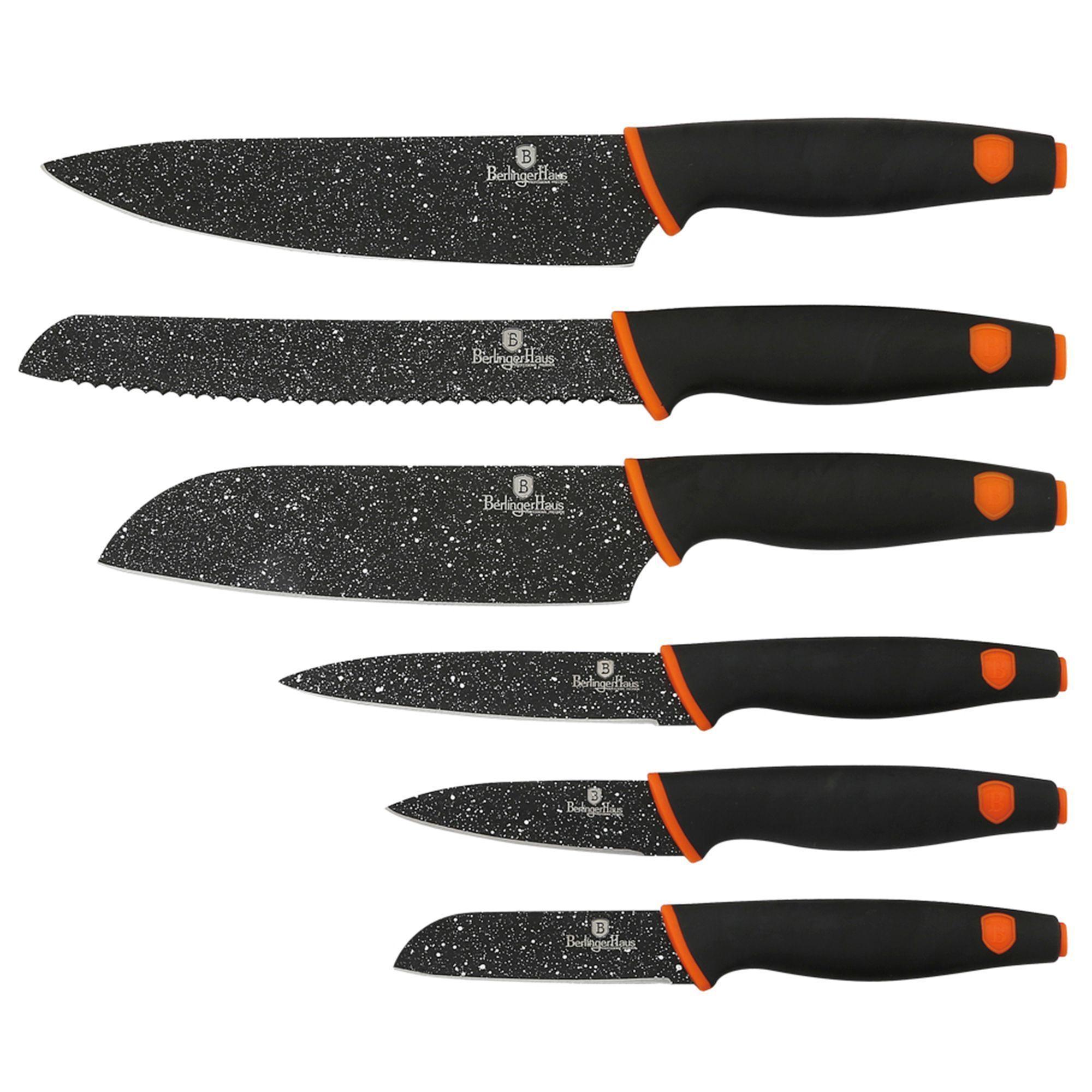 Set de cuchillos de Marmol  6 pcs  Negro/ Naranjo-0