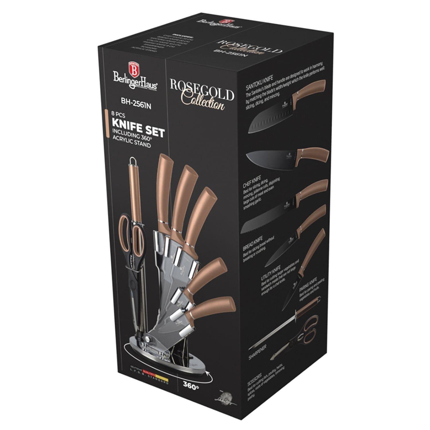 SET DE CUCHILLOS 8 PZS CON ATRIL METALLIC LINE ROSE EDITION ACERO INOXIDABLE-2