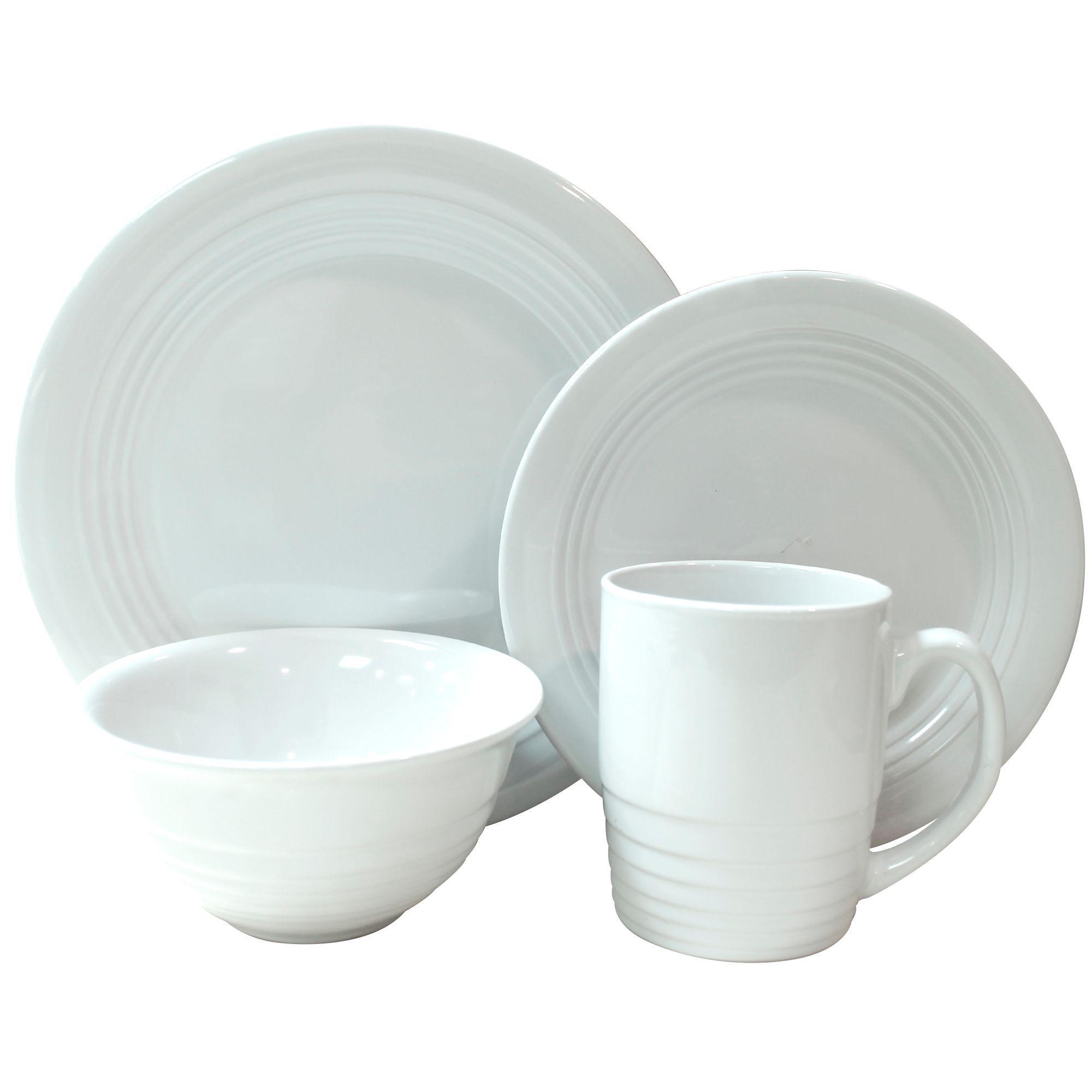 Loza 16 pieza Ceramica Blanca-0