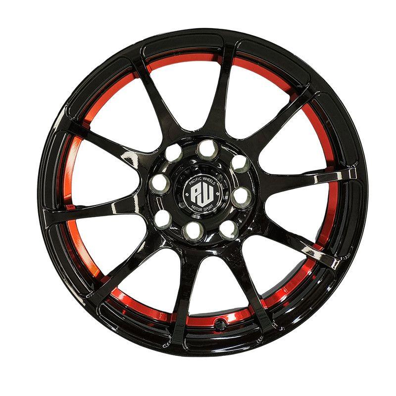 SET 4 LLANTA  14x6 4X100/4X114 Et25 OZ-FF1 B-UC-RED Replica-1