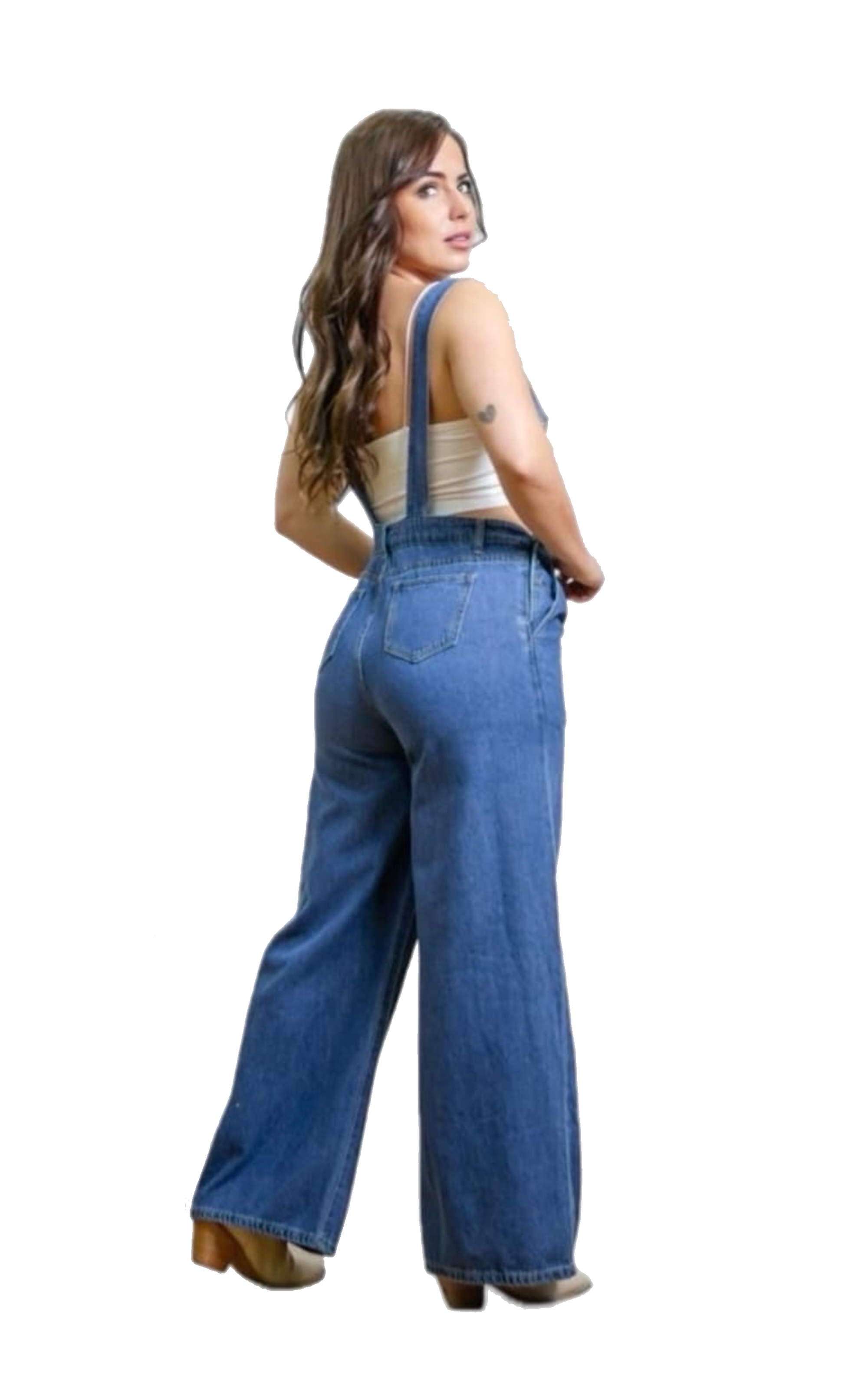 Jardinera Mujer de mezclilla con bolsillos M.C BOUTIQUE-2