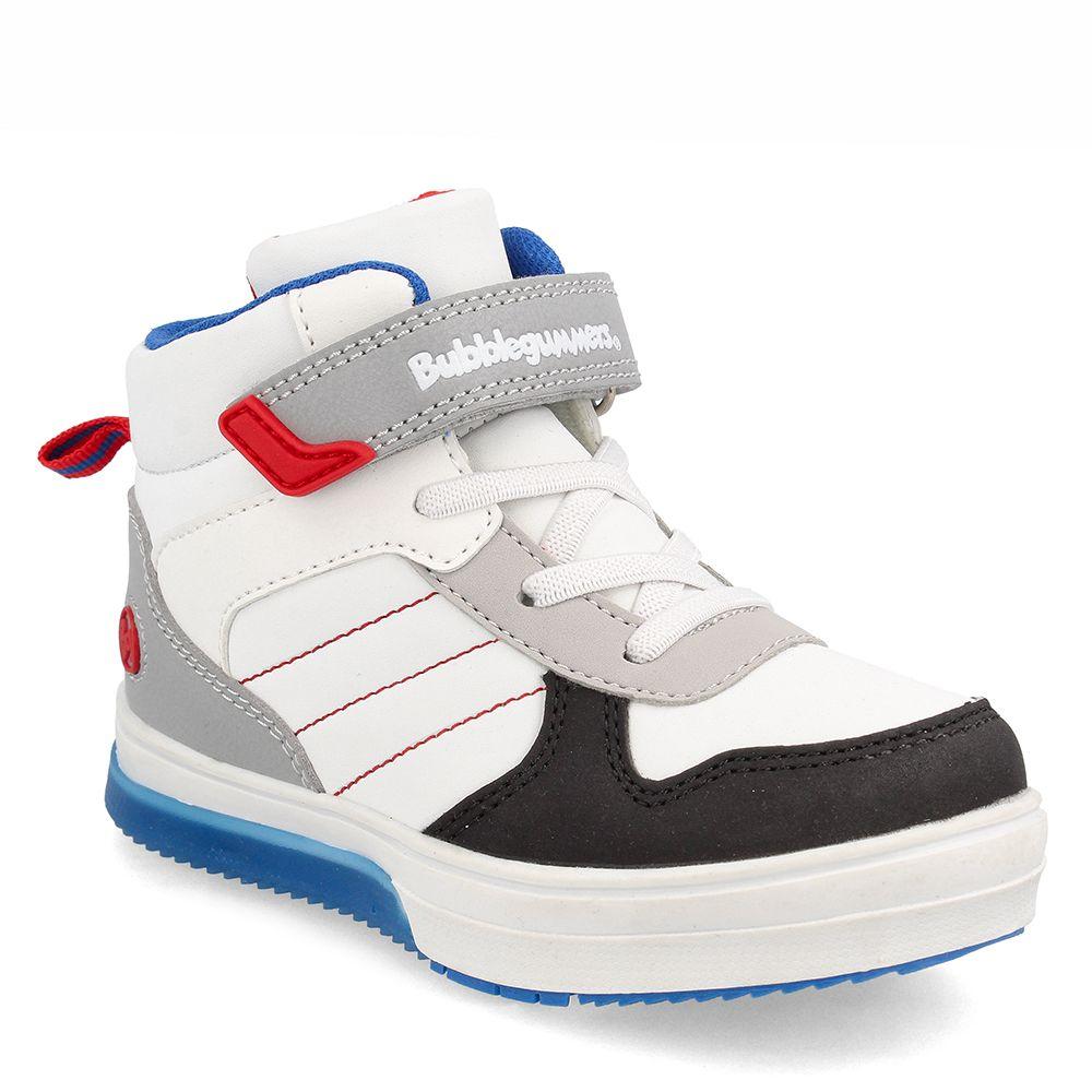 Zapatilla Niño Bubblegummers Luces Neon Blanco-Gris-1