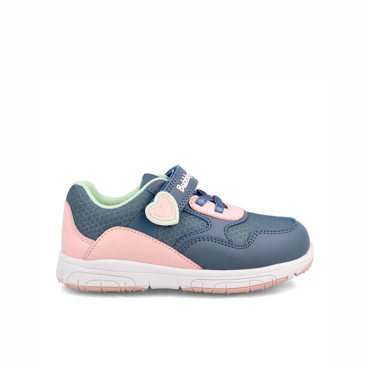 Zapatilla Niña Bubblegummers Soft Walker Azul Marino - Rosa Claro-0