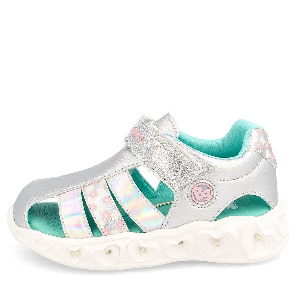 SANDALIA BUBBLEGUMMERS NIÑA HEART LITE PLATA 26 - 29-1