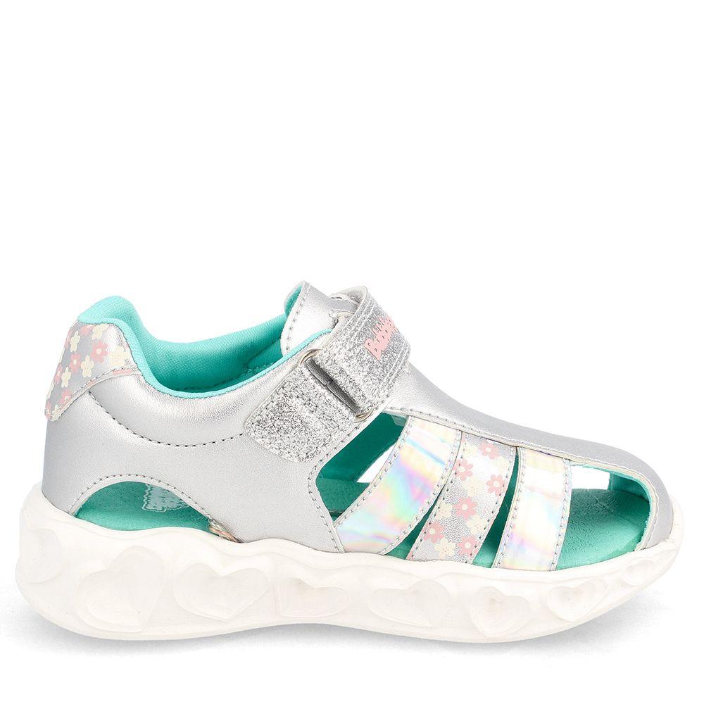 SANDALIA BUBBLEGUMMERS NIÑA HEART LITE PLATA 26 - 29-0