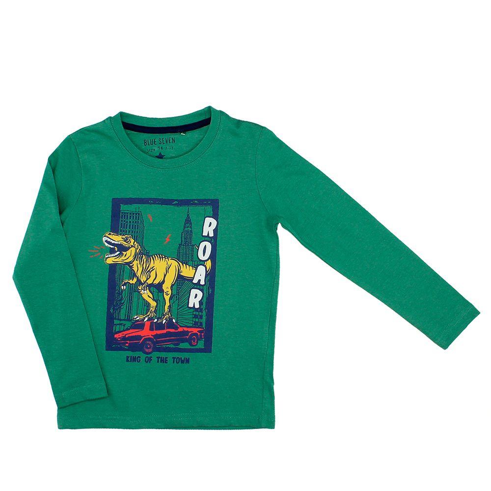 POLERA MANGA LARGA NIÑO BUBBLEGUMMERS DINOS VERDE-0