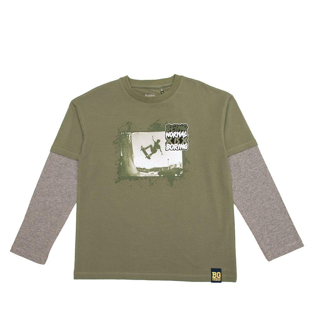 Polera Manga Larga Niño Bubblegummers Lucas Verde Aceite-0