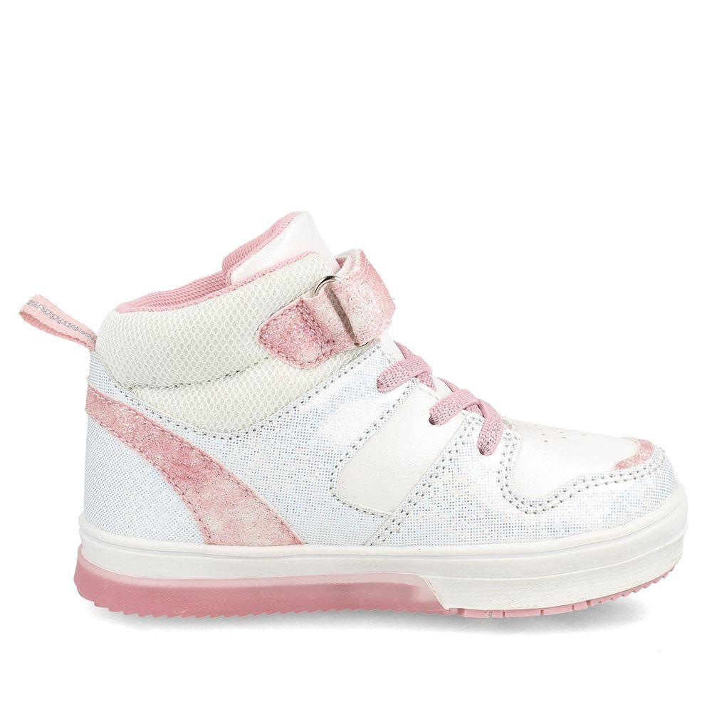 Zapatilla Niña Bubblegummers Luces Neon Blanco-Rosado-4