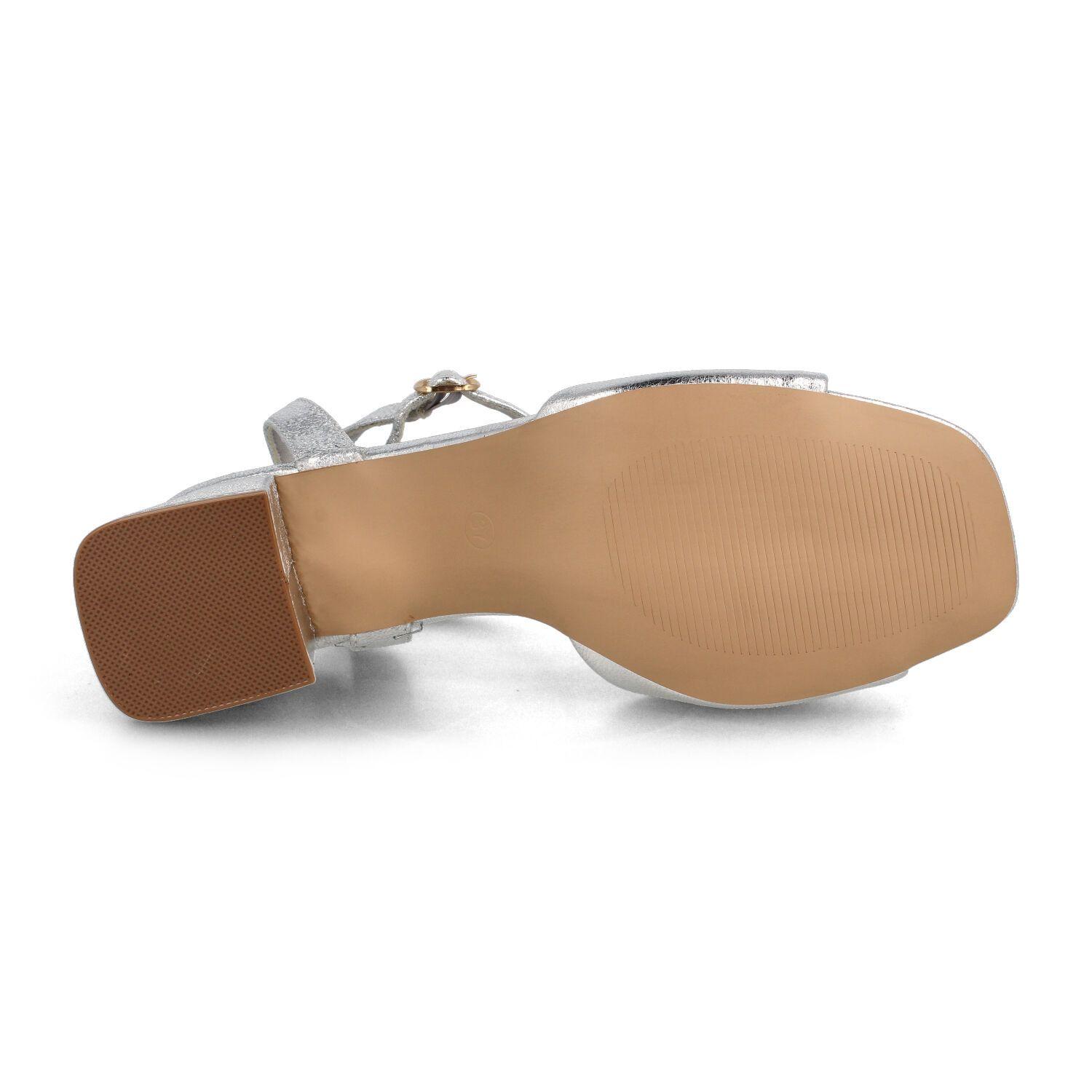 Sandalia Mujer Bata Marcial Plateado-4