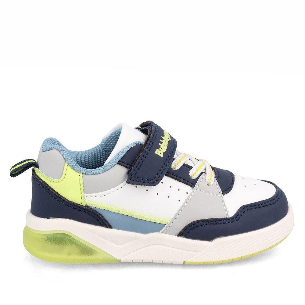 Zapatilla Niño Bubblegummers Luces Dakar Blanco-Azul-4