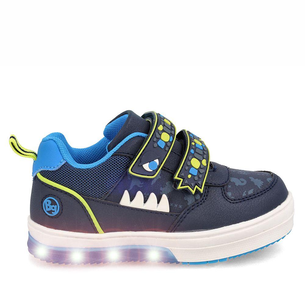 Zapatilla Niño Bubblegummers Luces Neon Azul-Verde-7