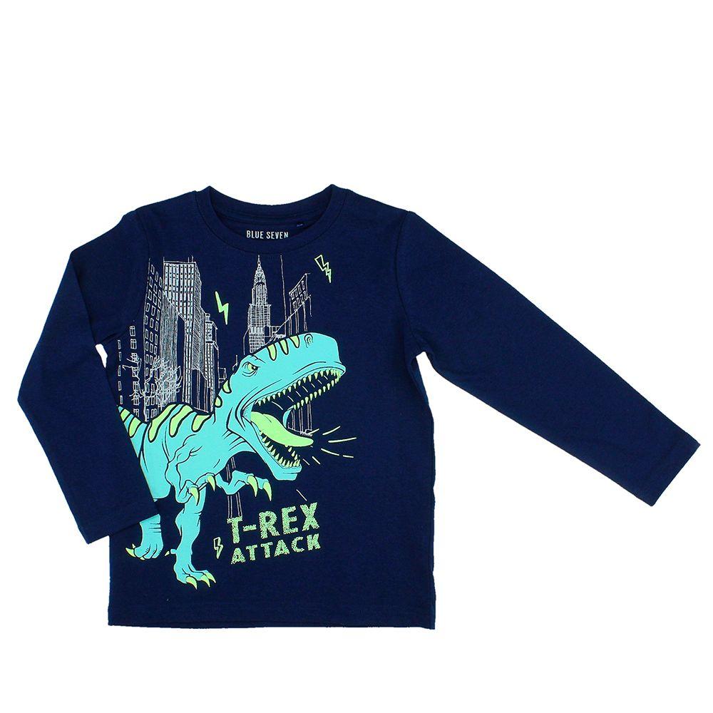 POLERA MANGA LARGA NIÑO BUBBLEGUMMERS DINOS AZUL-0