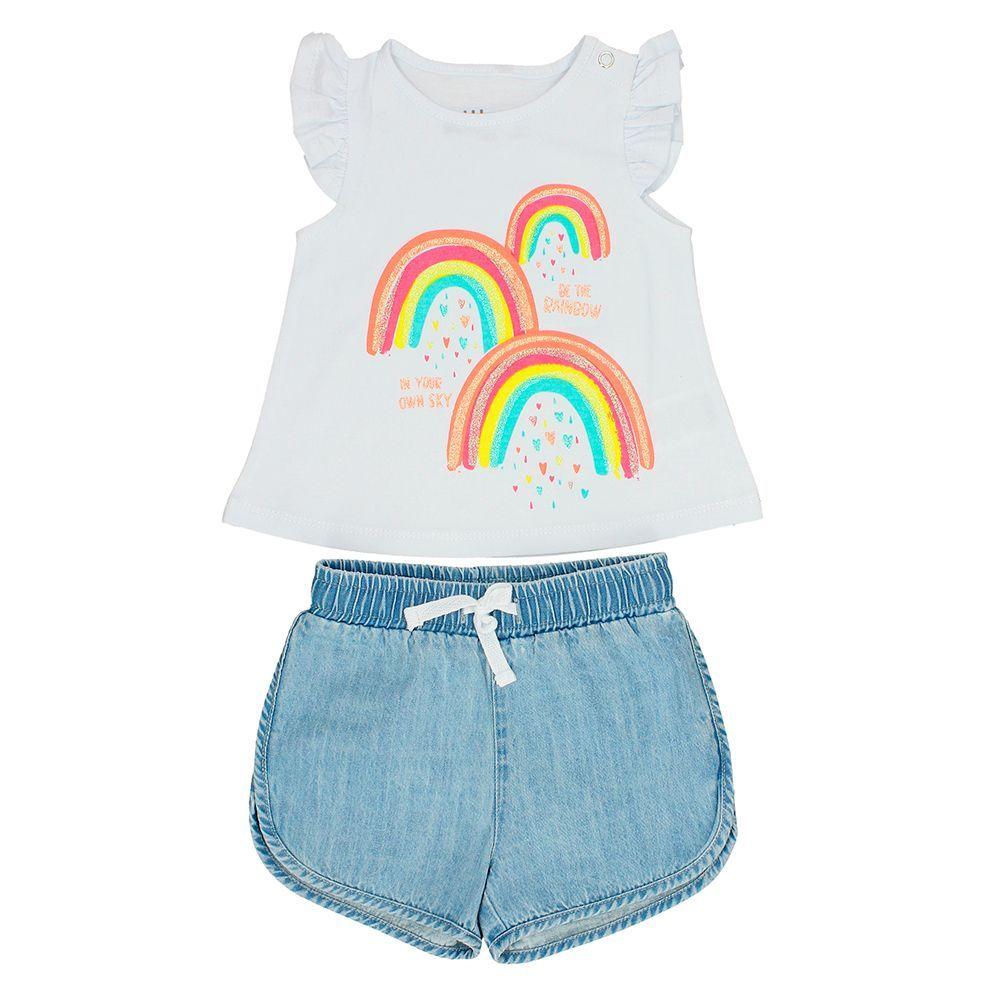 CONJUNTO NIÑA BUBBLEGUMMERS ELEVATED NATURE BLANCO CELESTE-0