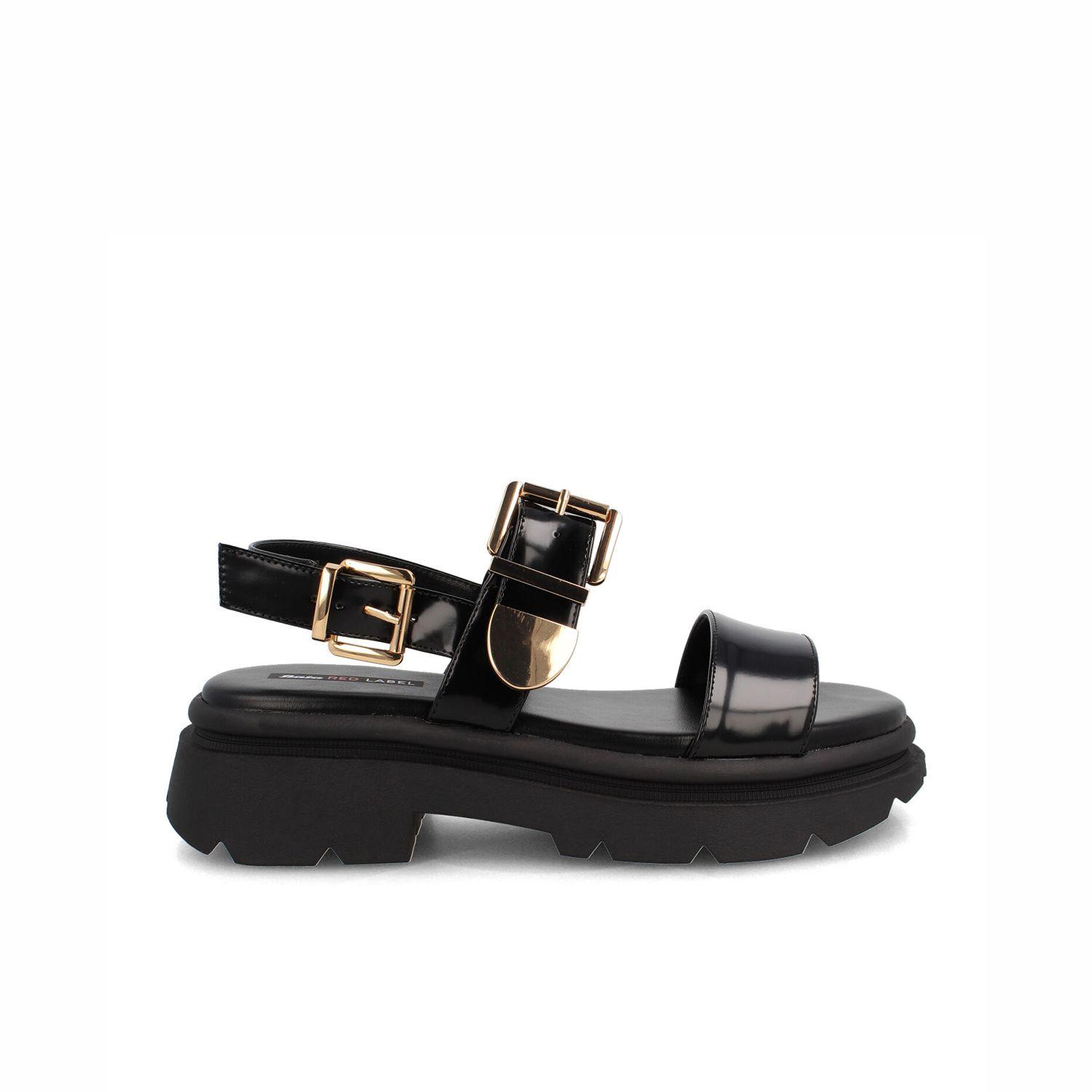 Sandalia Mujer Bata Frasia Negro-0