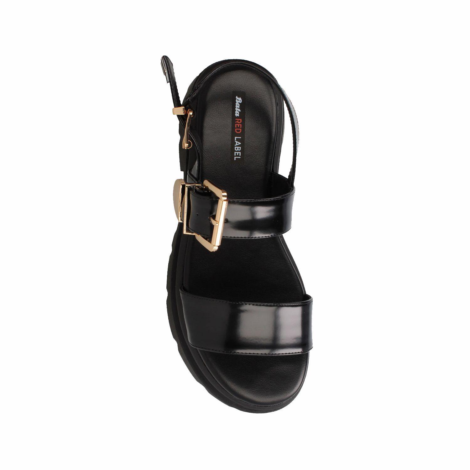 Sandalia Mujer Bata Frasia Negro-3