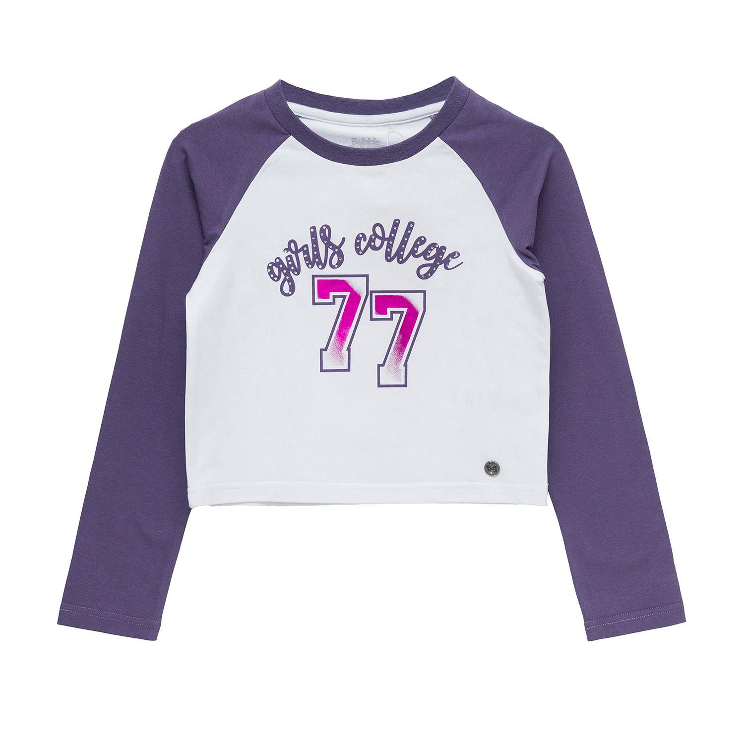 Poleras Manga Larga Niña Bubblegummers Amalfi Blanco - Lila Teens-0