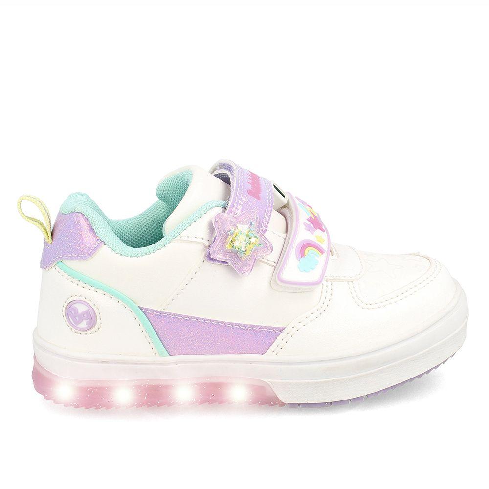 Zapatilla Niña Bubblegummers Luces Neon Blanco-Lila-7