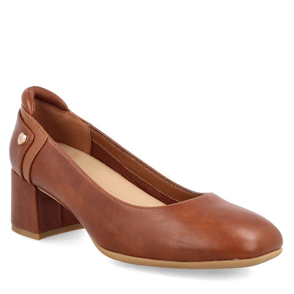 Zapato Taco Mujer Bata Comfit Floral Camel-1