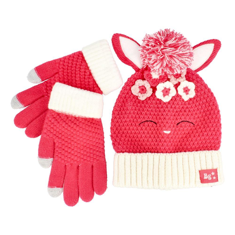PACK GORRO Y GUANTES NIÑA BUBBLEGUMMERS SINERGY ROSADO-1