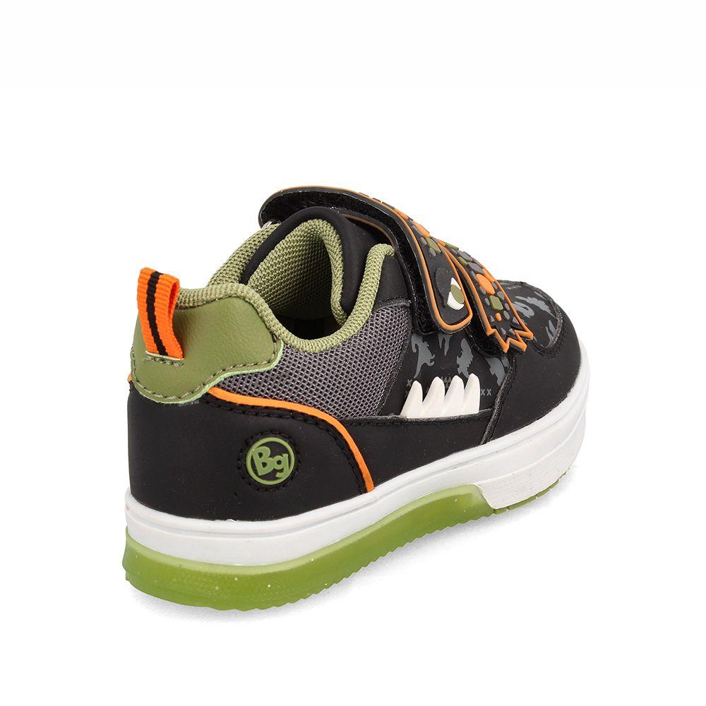 Zapatilla Niño Bubblegummers Luces Neon Negro-Naranja-3