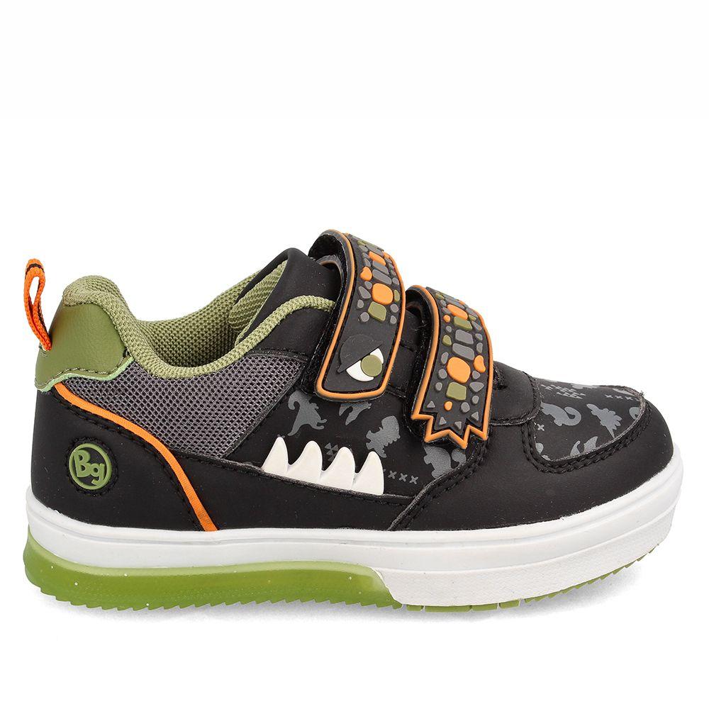 Zapatilla Niño Bubblegummers Luces Neon Negro-Naranja-4