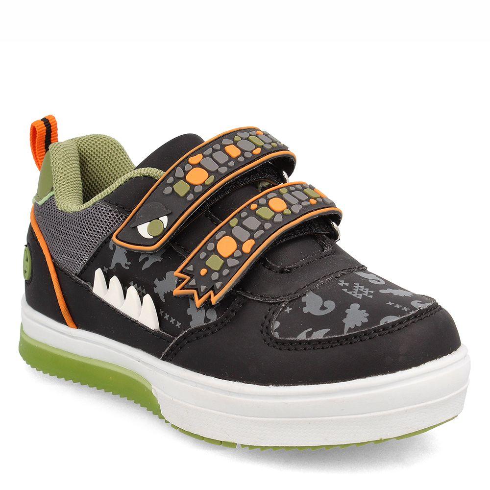 Zapatilla Niño Bubblegummers Luces Neon Negro-Naranja-1