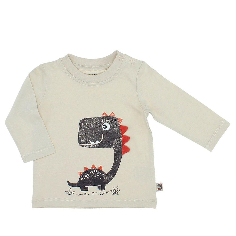 POLERA MANGA LARGA NIÑO BUBBLEGUMMERS DINO BEIGE-0