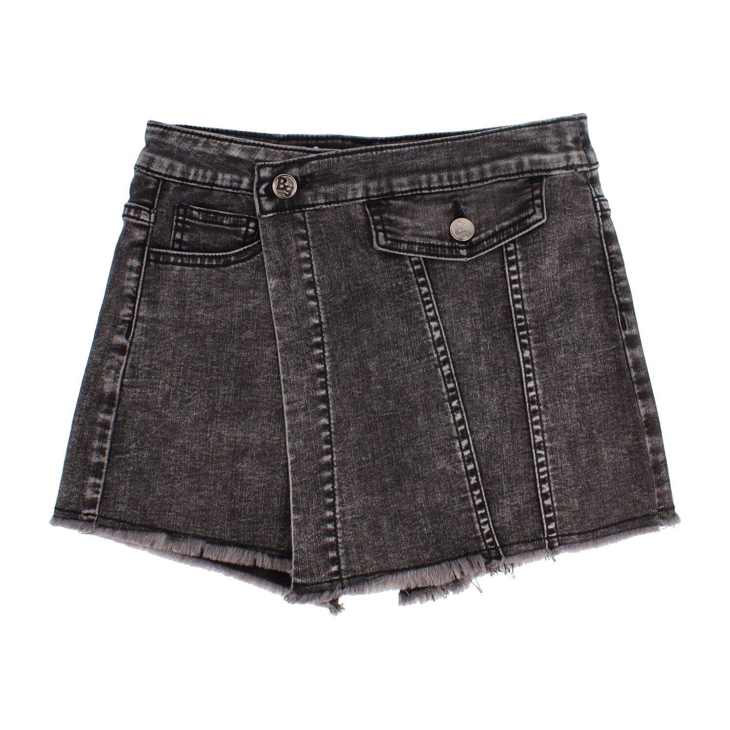 Short Niña Bubblegummers Fiorella Negro Denim Teens-0