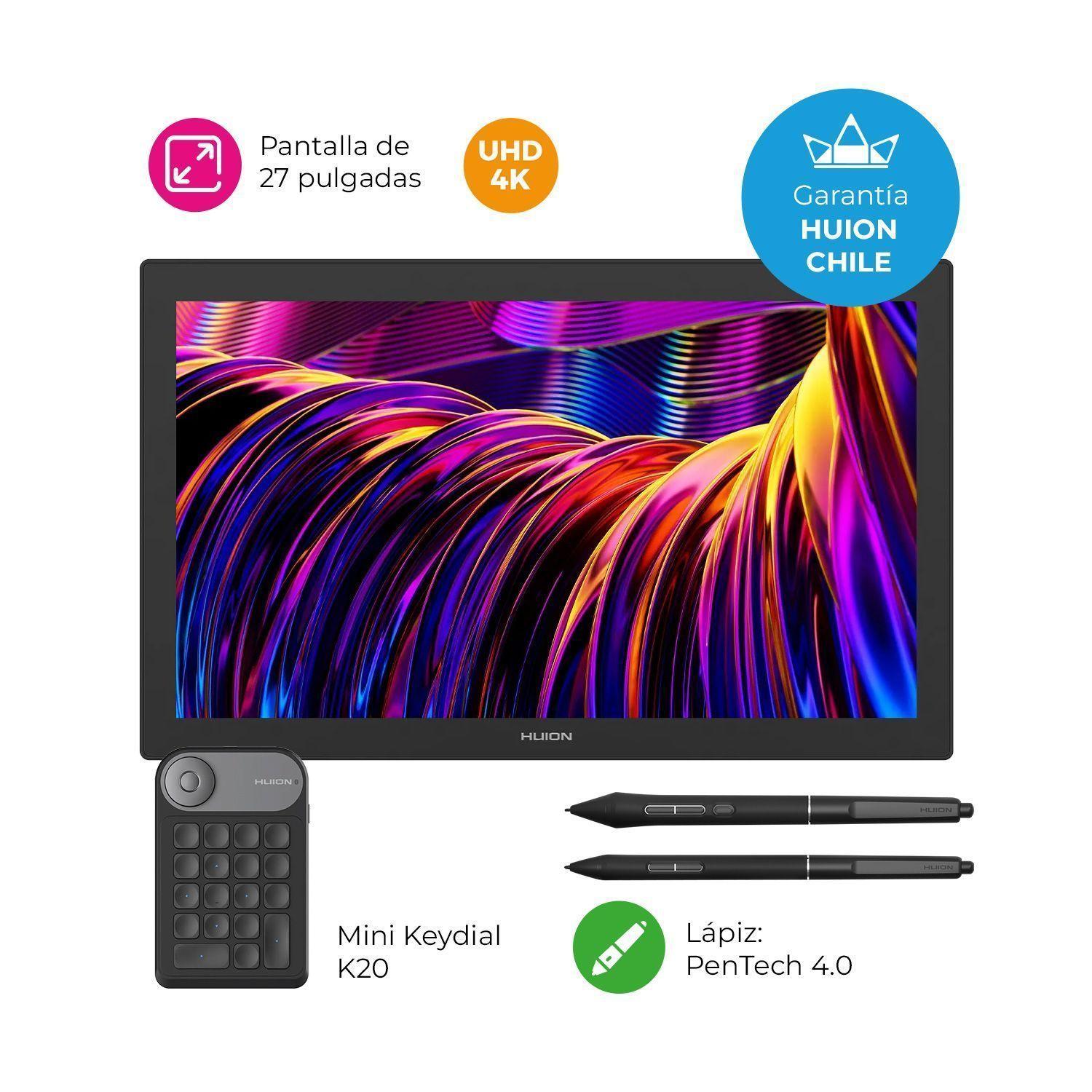 Tableta Gráfica Monitor Huion Kamvas Pro 27 con Keydial + 2 Lápices - TG-1