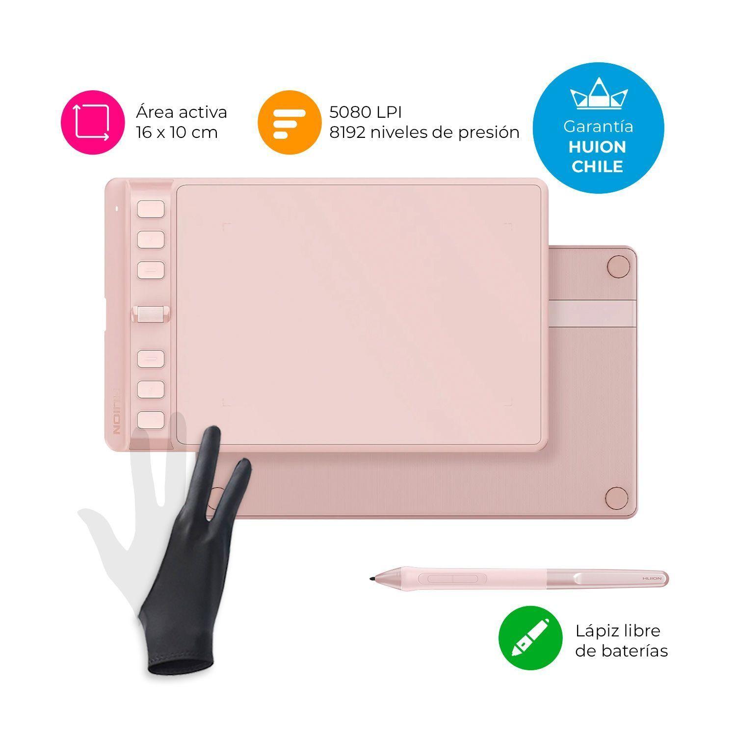 Tableta Gráfica Huion Inspiroy 2 S Pink con Scroller y Guante - TG-1