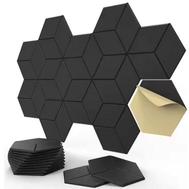 Panel Acústico Hexagonal Autoadhesivo Negro Pack X12 XSJ-10177-0