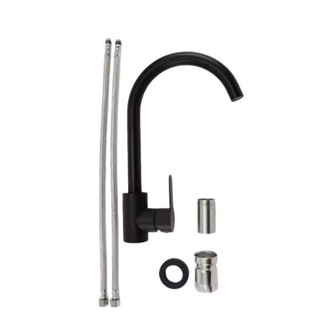 Llave Grifería Monomando Lavamanos Giratoria Negro Mate A11716-3