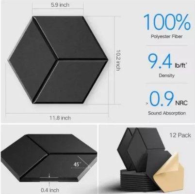 Panel Acústico Hexagonal Autoadhesivo Pack X12  Beige Claro XSJ-10172-2