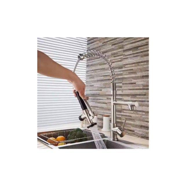 Llave Lavaplatos Monomando Plateada Doble Con Resorte A11740-2