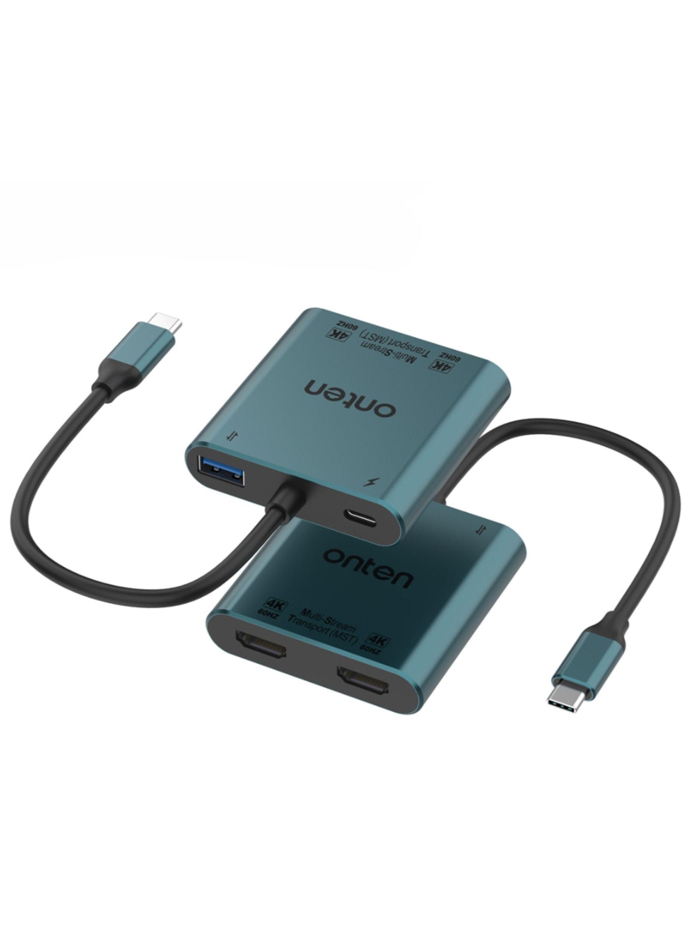 Adaptador 4 en 1 USB-C a HDMI Dual con PD Onten-3
