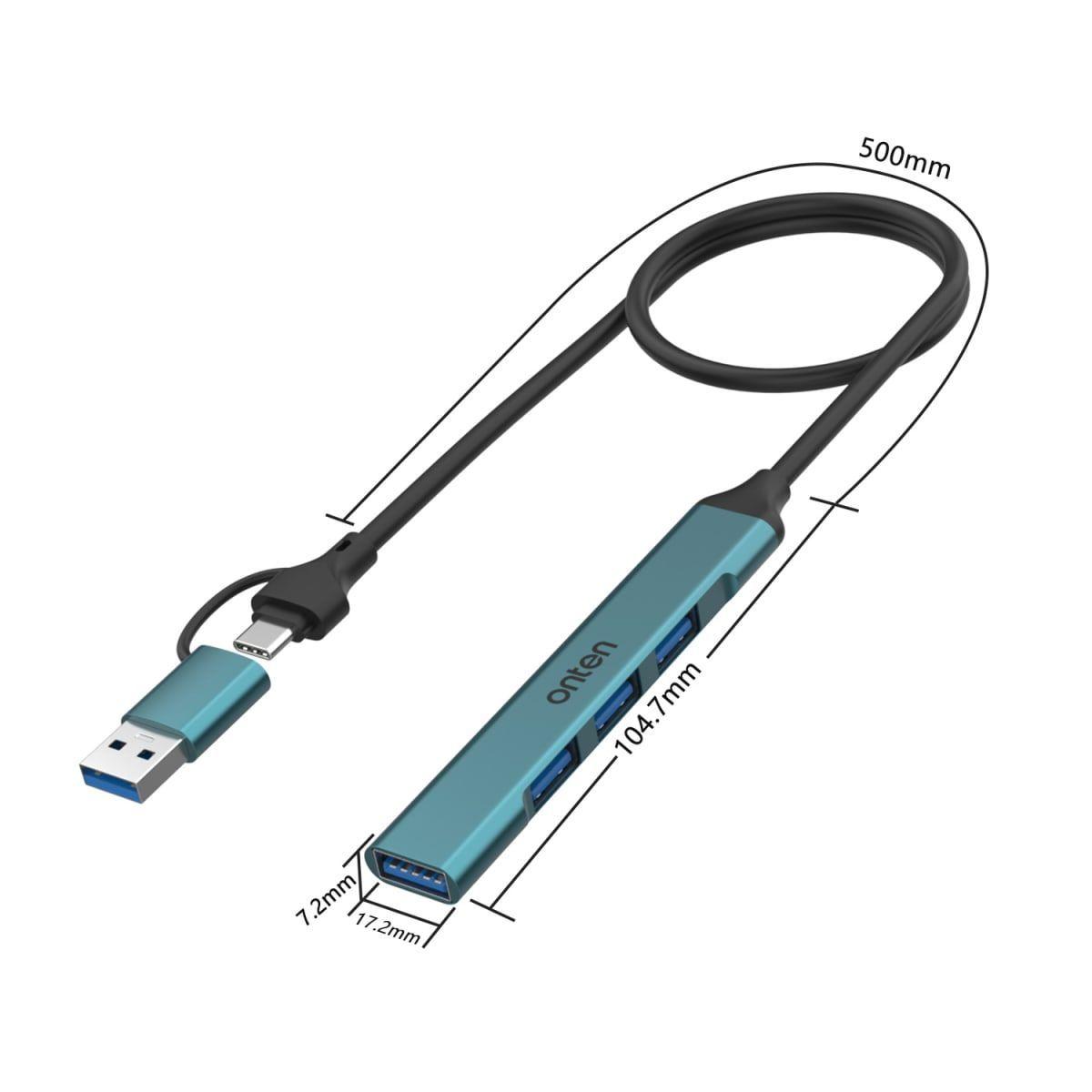 Hub 4 en 2 de 4 Puertos USB Onten-3