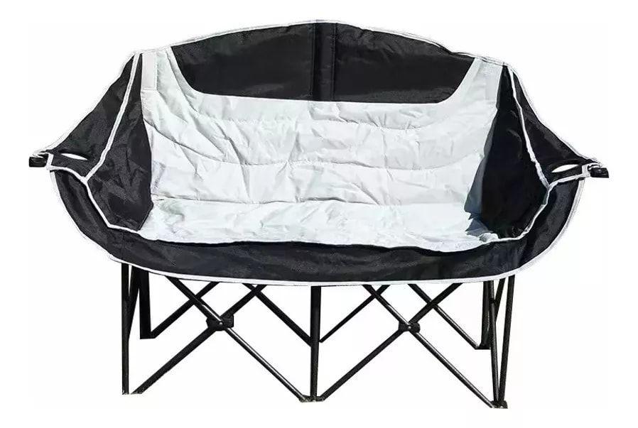 Silla de Camping Plegable 2 Cuerpos Negro/Blanco-0