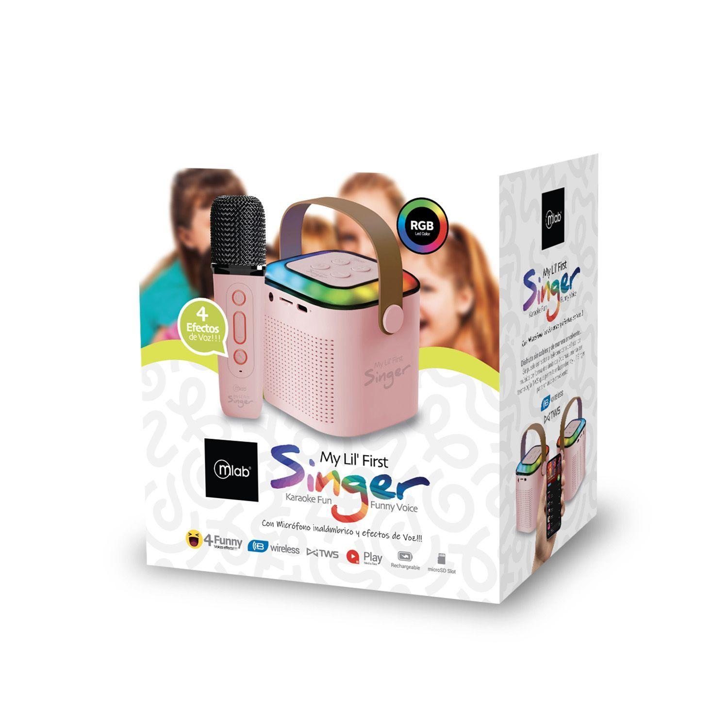 Parlante Karaoke My Lil First Singer + 1 Micrófono Inalámbrico Mlab - Rosa-4