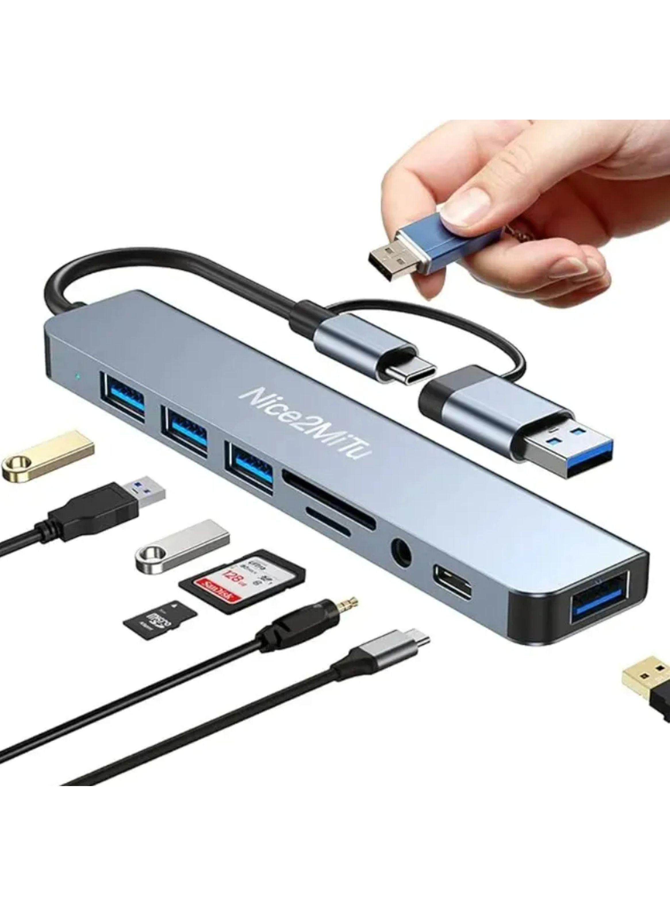 Hub 8 en 2 USB-A/USB-C a USB, TF/SD, AUX, USB-C-2