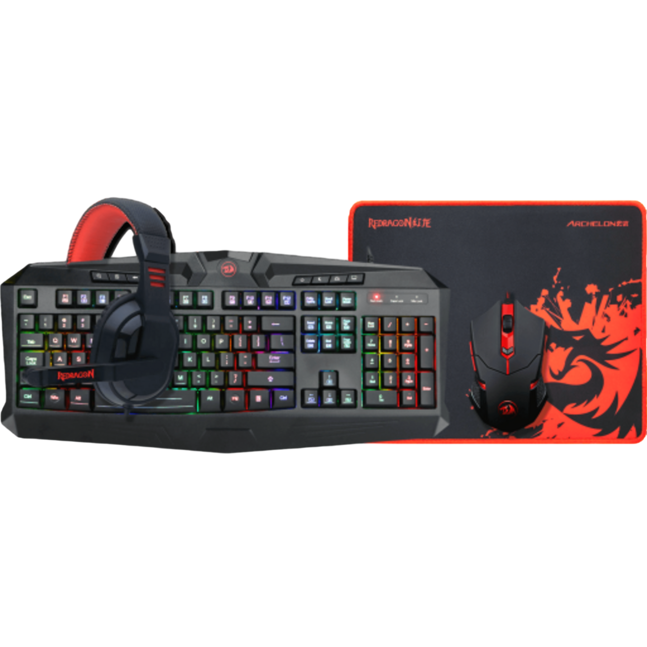 Kit Gamer 4 en 1 Teclado + Mouse + Mouse Pad + Audífonos S101-BA Redragon-0