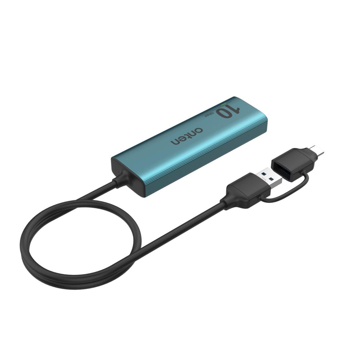Hub 5 en 2 de 4 Puertos USB 3.2 Gen 2 10G con Cargador Onten-1