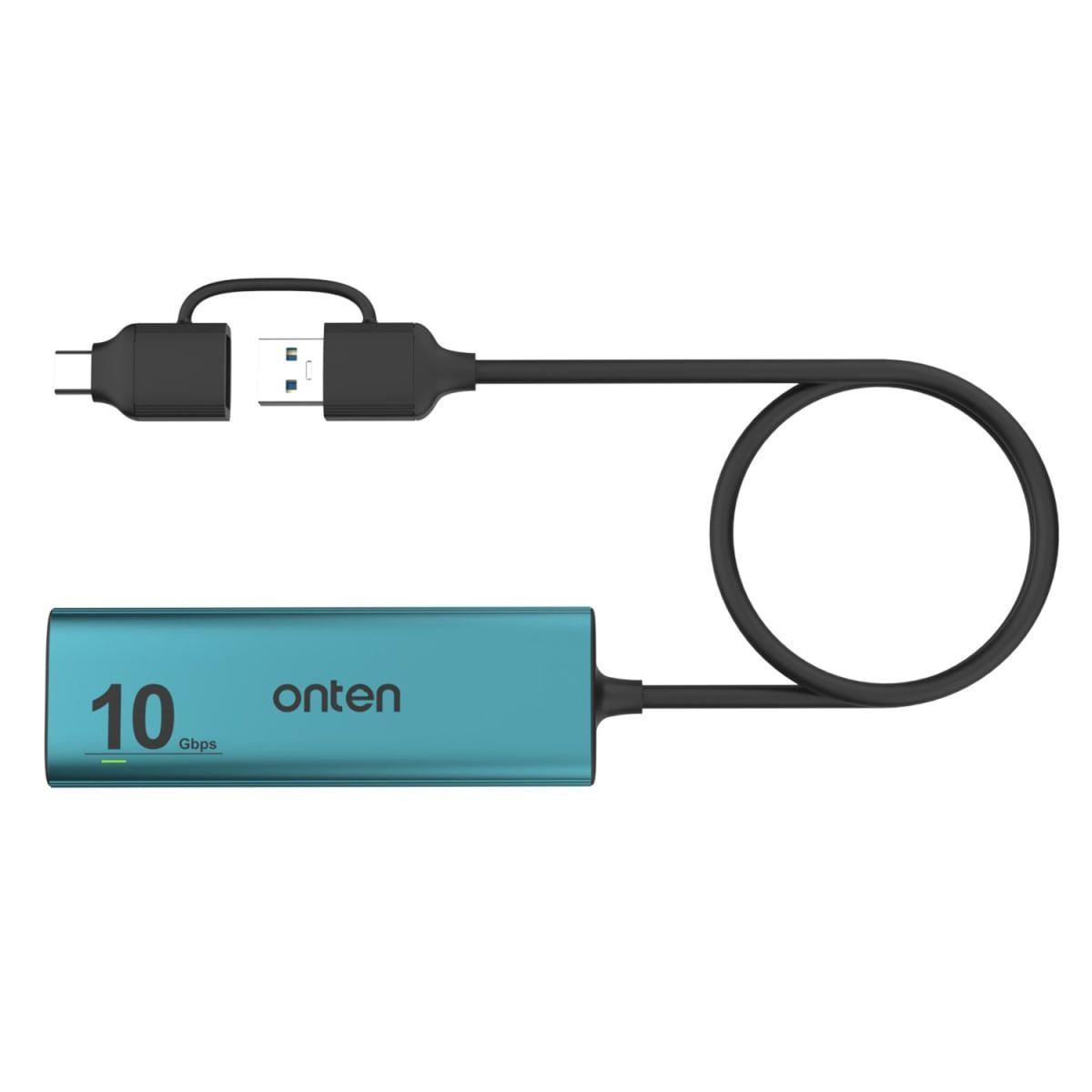 Hub 5 en 2 de 4 Puertos USB 3.2 Gen 2 10G con Cargador Onten-2