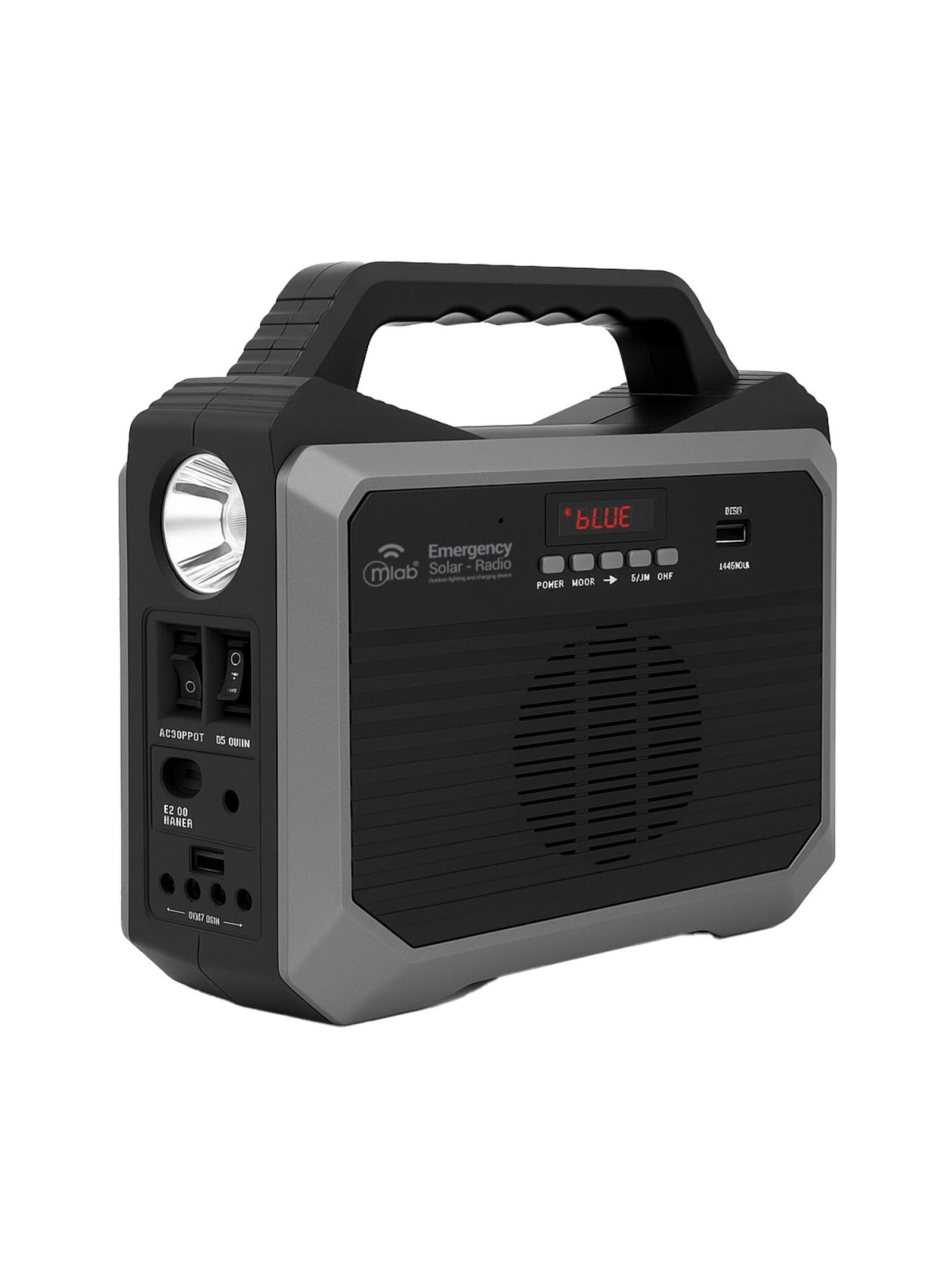 Batería de Emergencia con Panel Solar + Radio + 3 Ampolletas USB/TF/BT 10.000 mAh Mlab-2