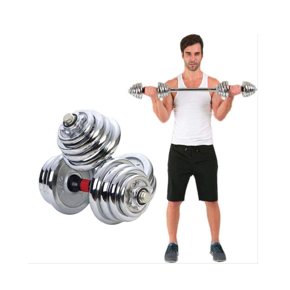 Set de Mancuernas y Barra Acero Cromados 15 kg + Maletín-2