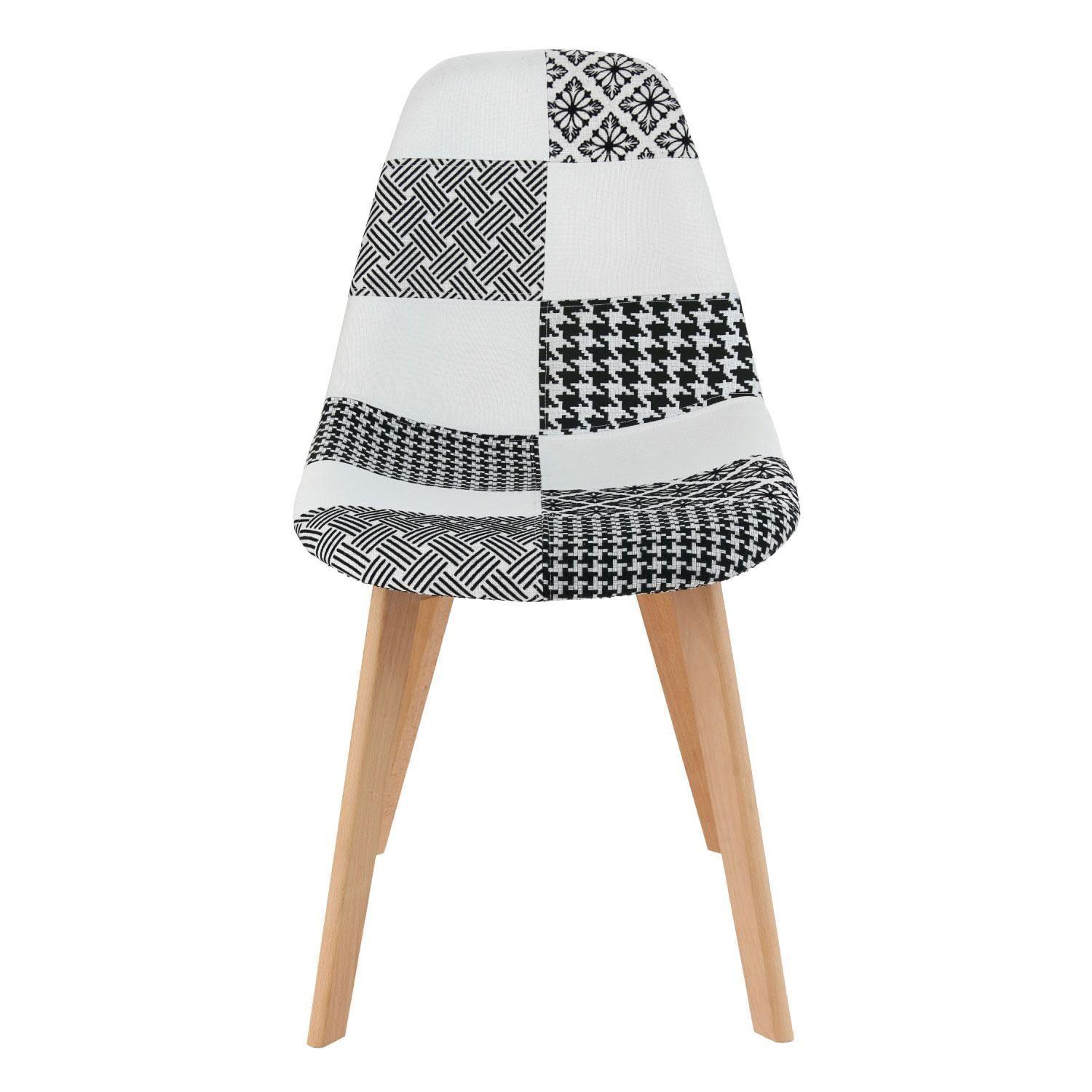 Pack 4 unidades Silla Eames Patchwork Blanco Negro-3