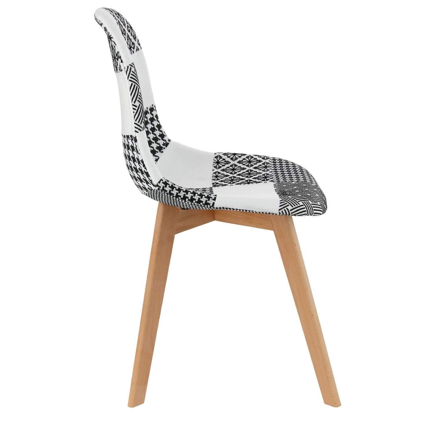 Pack 4 unidades Silla Eames Patchwork Blanco Negro-4