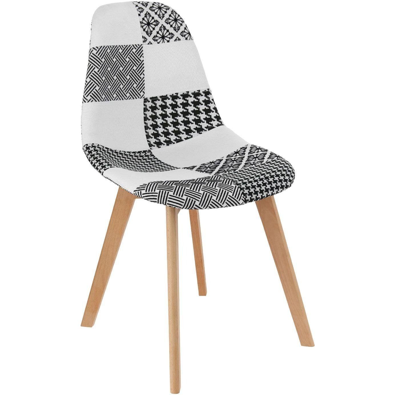 Pack 4 unidades Silla Eames Patchwork Blanco Negro-5